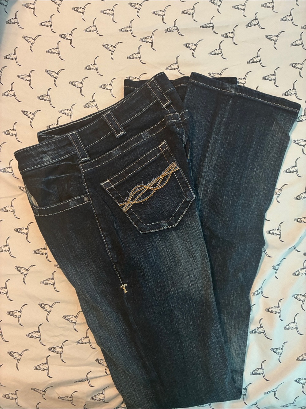Cowgirl Tuff Men's Dark Blue Bootcut Jeans - Picture 2 of 8